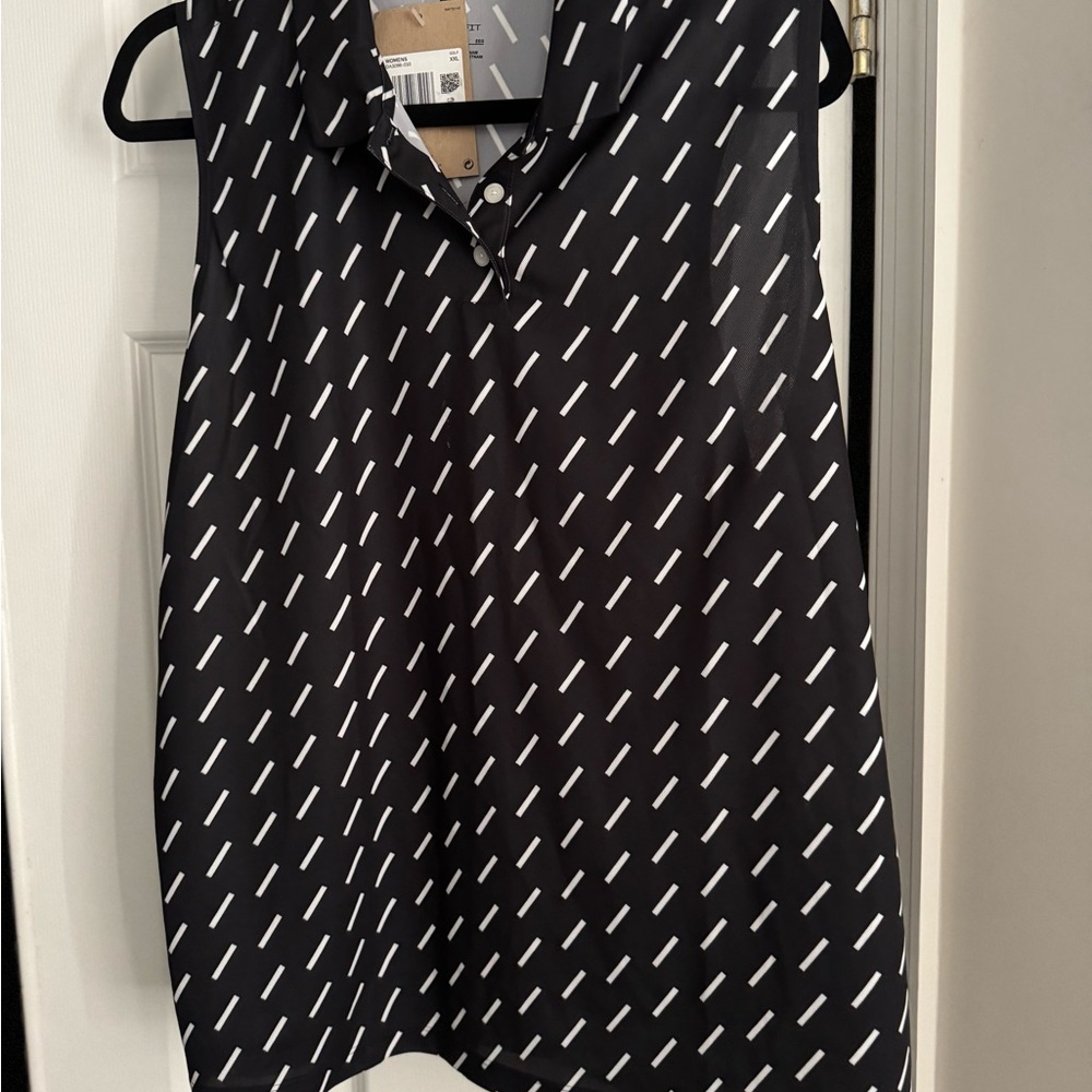 Nike Black and White Sleeveless Polo Blouse